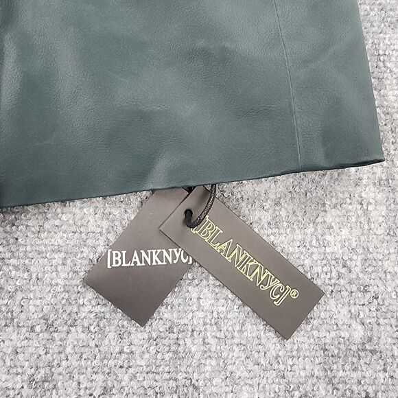 BLANKNYC Blazer Womens Small Green Vegan Faux Leather Double Breasted Pockets - Picture 11 of 16